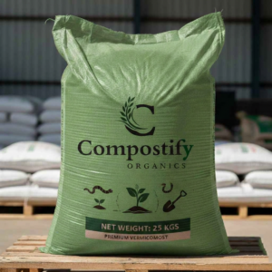 Compostify Organics 25kg Premium Vermicompost fertilizer bag for organic farming.